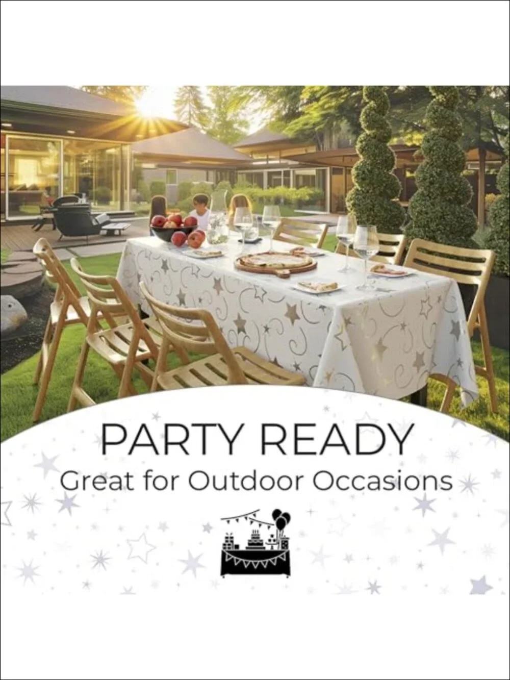 12 Pack Silver Star Tablecloth Rectangle 54x108 Disposable Plastic Table Cover